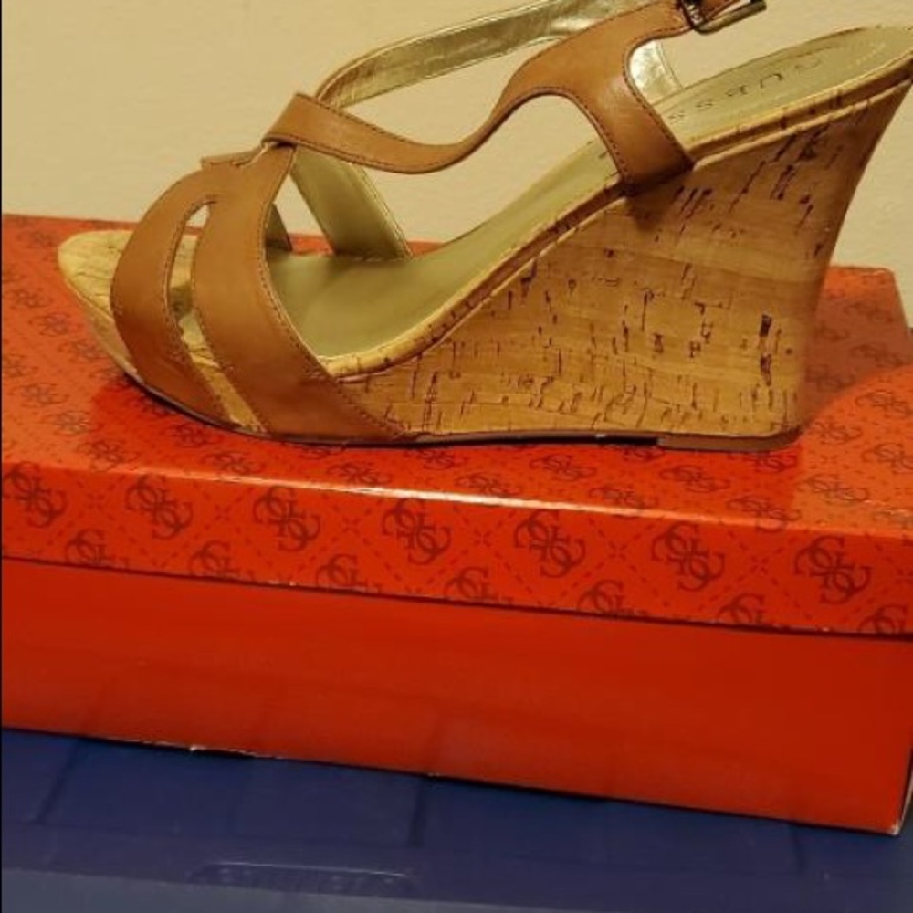 Tan wedge heel size 10. Mint condition $15